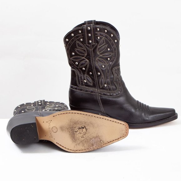Cole Haan Black Studded Cowgirl Boots - Picture 3 of 4